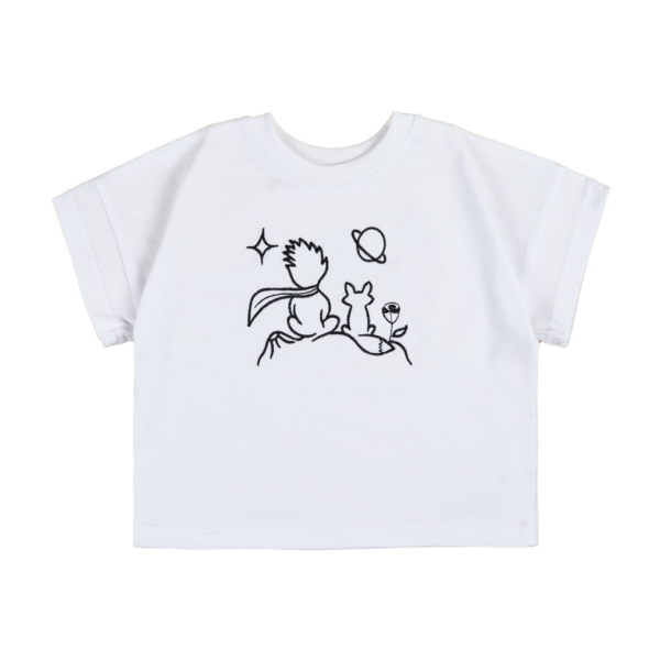 Футболка oversize дитяча "Маленький Принц" вишивка, Білий, 134 (9 років)