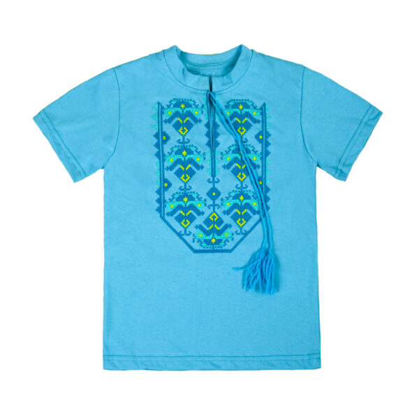 Футболка вишиванка "Давид" короткий рукав, Бірюзовий, 92 (2 роки)