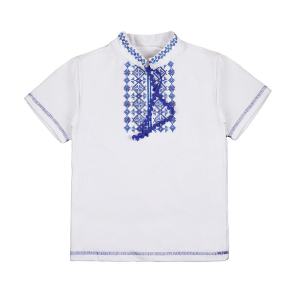 Футболка вишиванка для хлопчика №16, Білий, 98-104см