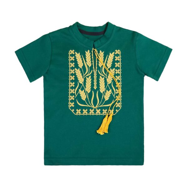 Футболка вишиванка для хлопчика "Колоски", Ізумрудний, 92 (2 роки)