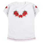 Футболка вишиванка "Маки+волошки" для дівчинки, Білий, 122-128см