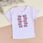 Вишиванка для дівчат короткий рукав "Троянда", Рожевий, 122-128см