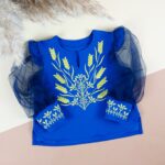 Вишиванка для дівчинки "Колоски" фатиновий рукав, Електрик, 98 (3 роки)