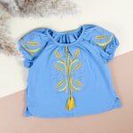 Вишиванка для дівчинки "Колоски" короткий рукав, Блакитний, 110 (5 років)