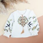 Вишиванка для дівчинки "Верба" довгий рукав, Білий, 110 (5 років)