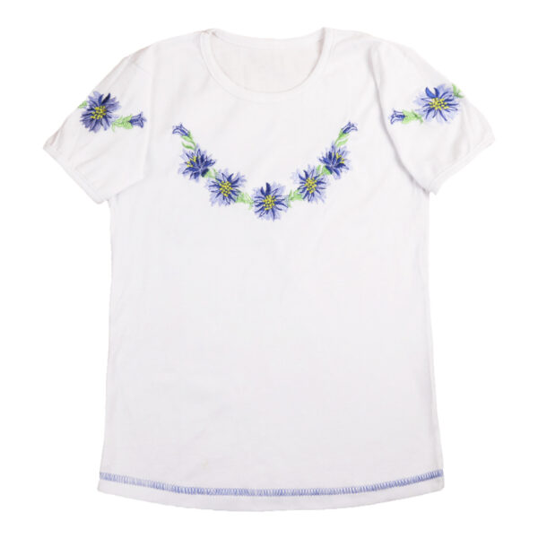 Вишиванка для дівчинки "Волошки", Білий, 122-128см