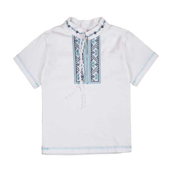 Вишиванка для хлопчика №17 з коротким рукавом, Білий, 110-116см