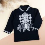 Вишиванка для хлопчика "Коники" довгий рукав, Чорний, 92 (2 роки)