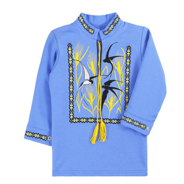 Вишиванка для хлопчика "Назарій" довгий рукав, Індіго, 92 (2 роки)