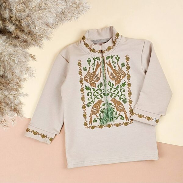 Вишиванка для хлопчика "Пташка", Латте, 146 (11 років)