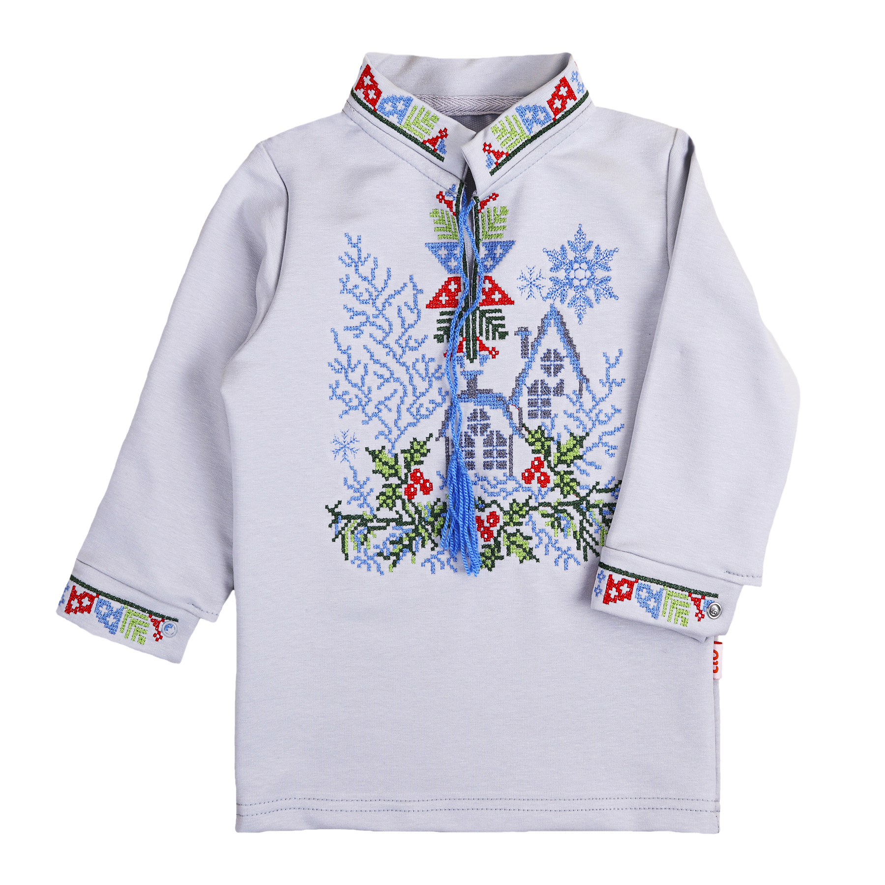 Вишиванка для хлопчика "Різдвяний вечір", Світло-сірий, 140 (10 років)