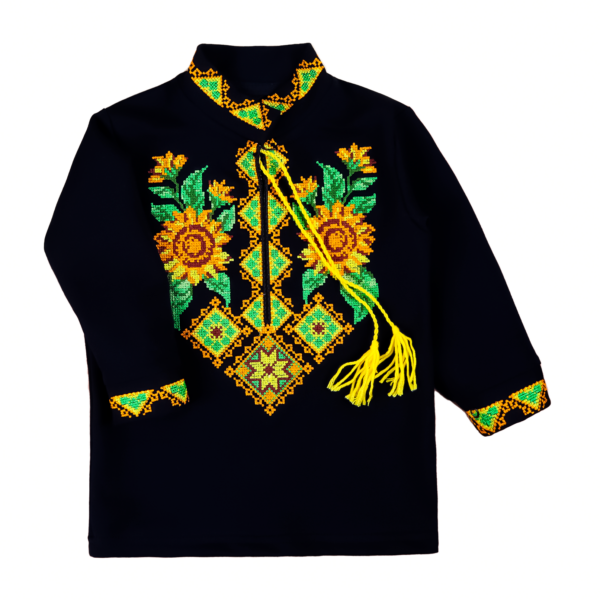 Вишиванка для хлопчика "Соняшник" , Чорний, 92 (2 роки)