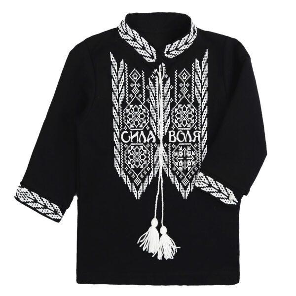 Вишиванка для хлопчика "Сила/Воля" двунитка , Чорний, 92 (2 роки)