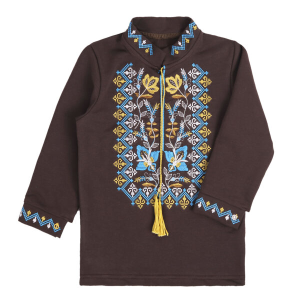 Вишиванка дитяча "Златан" довгий рукав, Шоколад, 140 (10 років)