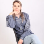 Вишиванка жіноча "Цвітана", Сірий, 42