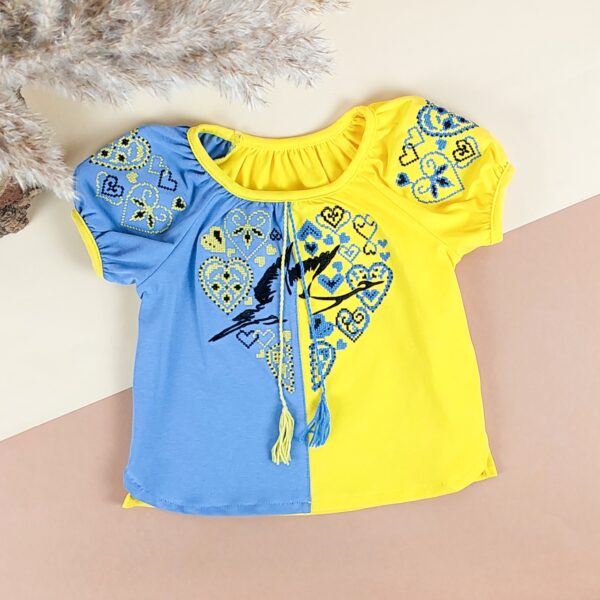 Вишиванка жовто-блакитна для дівчинки "Лелека" , Жовтий, 104 (4 роки)