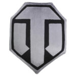 Подушка декоративна лого гри "World of Tanks" WG043334 семикутна, сіро-чорна