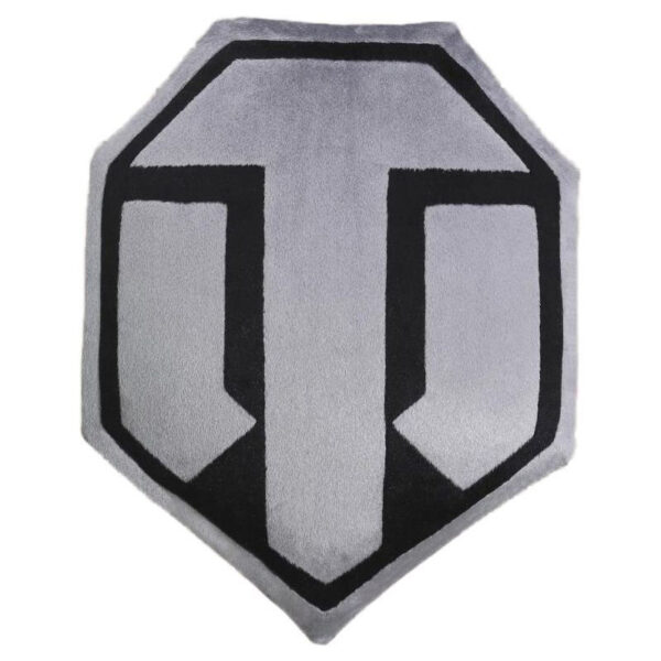 Подушка декоративна лого гри "World of Tanks" WG043334 семикутна, сіро-чорна